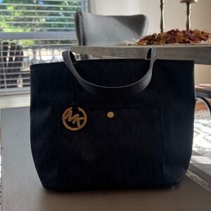 Michael Kors Black Tote with Gold MK Charm